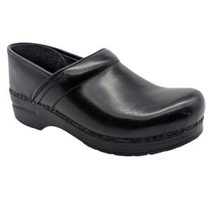 Dansko Black Leather Professional Clogs Women's Size 38N Work Shoes